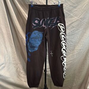 Cactus Jack by Travis Scott Black Sweatpants with Blue & White Graphics